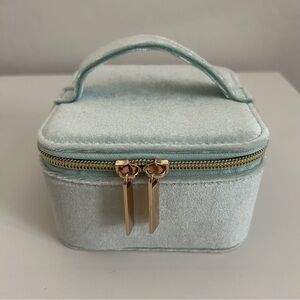 Jewelry zipped Case Box with Mirror mint seafoam green